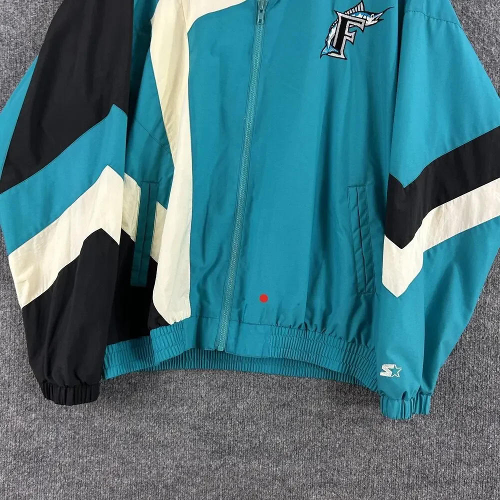 Vintage Florida Marlins Jacket Mens Large Windbreaker MLB Baseball Starter 90s